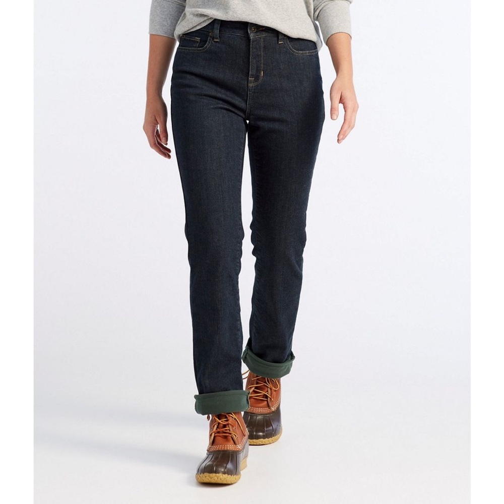 NWOT L.L. Bean Classic Fit Straight Leg Fleece Lined Jeans